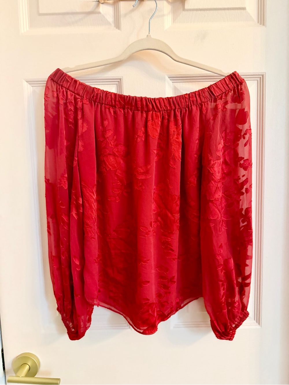 Red off the shoulder WHBM top - Picture 4 of 4